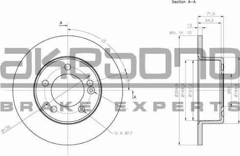 Akebono BN-1108E - Тормозной диск autospares.lv