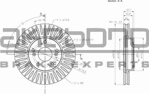 Akebono BN-1114 - Тормозной диск autospares.lv