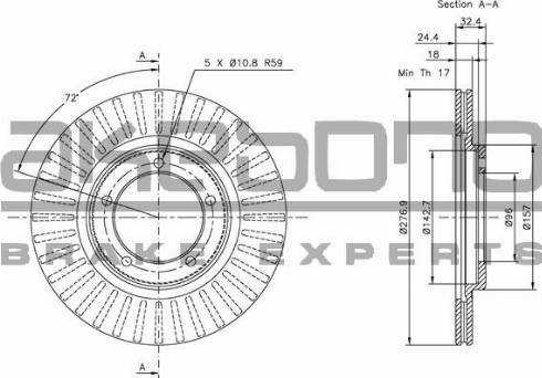 Akebono BN-1112E - Тормозной диск autospares.lv