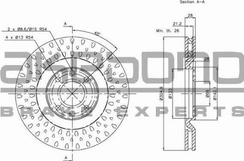 Akebono BN-1185 - Тормозной диск autospares.lv