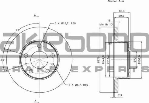 Akebono BN-1188E - Тормозной диск autospares.lv