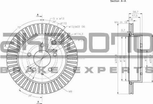 Akebono BN-1134 - Тормозной диск autospares.lv