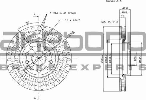 Akebono BN-1130 - Тормозной диск autospares.lv