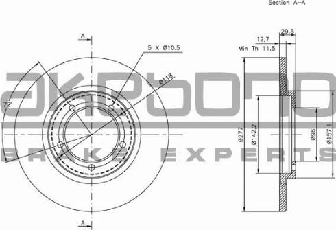 Akebono BN-1121E - Тормозной диск autospares.lv