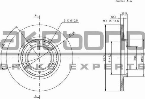 Akebono BN-1121 - Тормозной диск autospares.lv