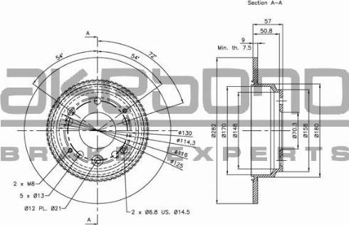 Akebono BN-1127E - Тормозной диск autospares.lv