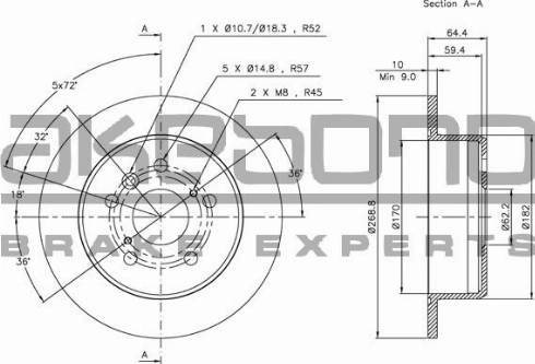 Akebono BN-1173E - Тормозной диск autospares.lv