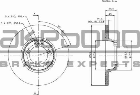 Akebono BN-1344 - Тормозной диск autospares.lv