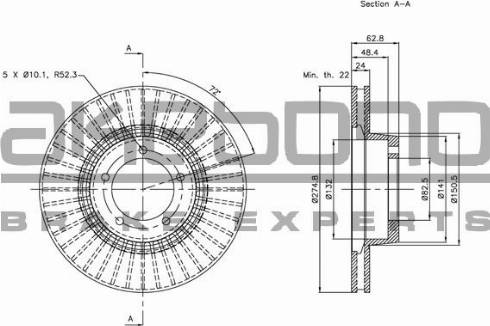 Akebono BN-1345E - Тормозной диск autospares.lv