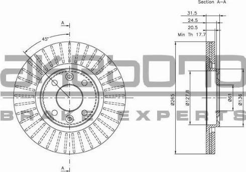 Akebono BN-1340 - Тормозной диск autospares.lv