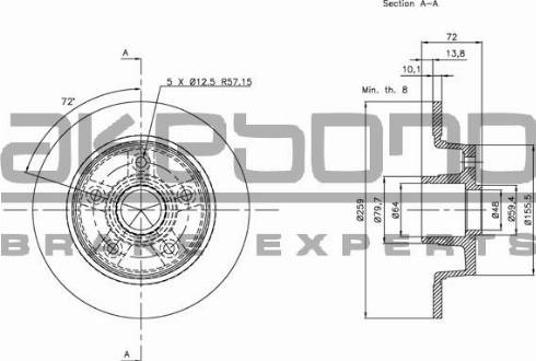 Akebono BN-1303E - Тормозной диск autospares.lv