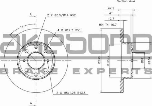 Akebono BN-1312E - Тормозной диск autospares.lv