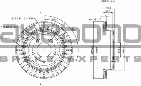 Akebono BN-1332E - Тормозной диск autospares.lv