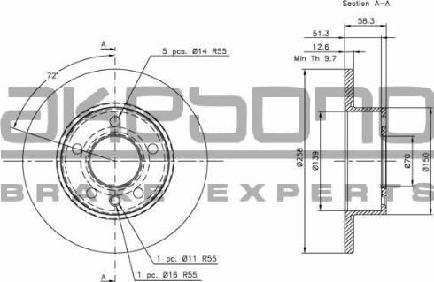 Akebono BN-1329E - Тормозной диск autospares.lv