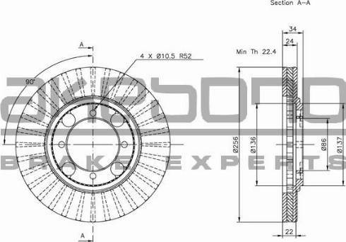 Akebono BN-1320E - Тормозной диск autospares.lv