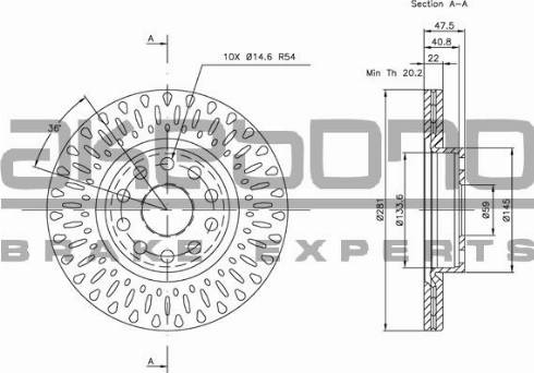 Akebono BN-1244E - Тормозной диск autospares.lv