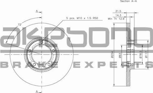Akebono BN-1259E - Тормозной диск autospares.lv