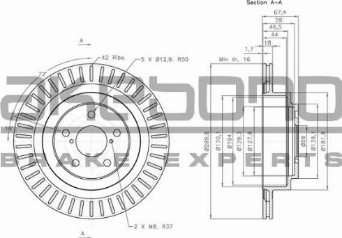 Akebono BN-1257E - Тормозной диск autospares.lv