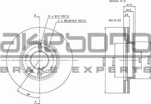 Akebono BN-1268E - Тормозной диск autospares.lv