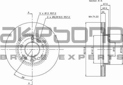 Akebono BN-1268 - Тормозной диск autospares.lv