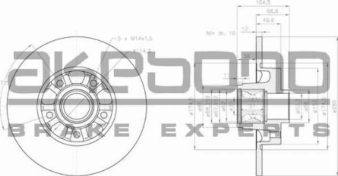 Akebono BN-1208E - Тормозной диск autospares.lv