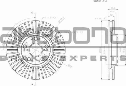 Akebono BN-1218 - Тормозной диск autospares.lv