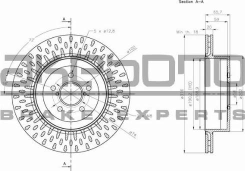 Akebono BN-1289E - Тормозной диск autospares.lv