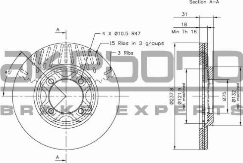 Akebono BN-1234E - Тормозной диск autospares.lv