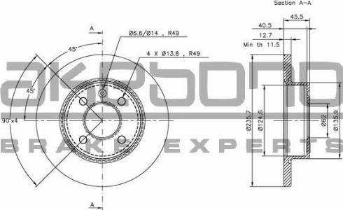 Akebono BN-1230E - Тормозной диск autospares.lv