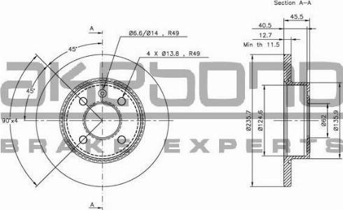 Akebono BN-1230 - Тормозной диск autospares.lv