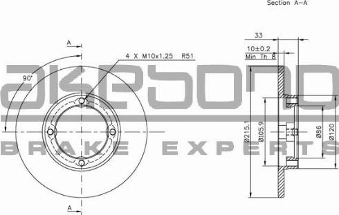 Akebono BN-1231 - Тормозной диск autospares.lv