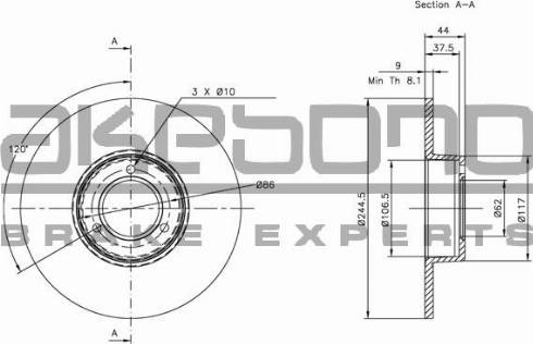 Akebono BN-1274 - Тормозной диск autospares.lv