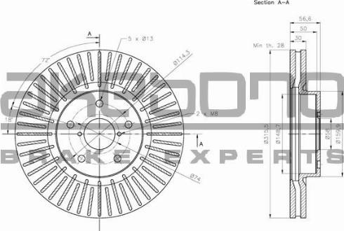 Akebono BN-1275E - Тормозной диск autospares.lv