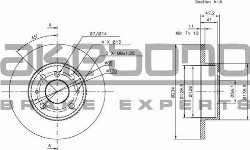 Akebono BN-1270E - Тормозной диск autospares.lv