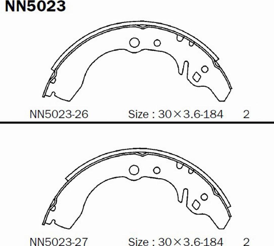 Akebono NN5023 - Комплект тормозных колодок, барабанные autospares.lv