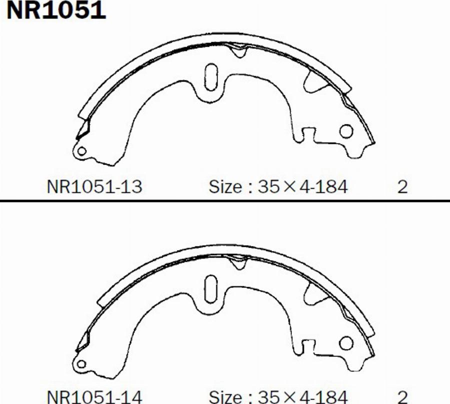 Akebono NR1051 - Комплект тормозных колодок, барабанные autospares.lv