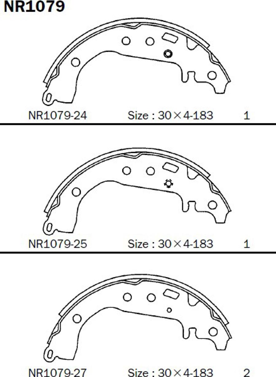 Akebono NR1079 - Комплект тормозных колодок, барабанные autospares.lv