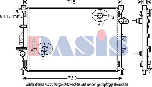 AKS Dasis 092047N - Радиатор, охлаждение двигателя autospares.lv