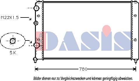 AKS Dasis 041910N - Радиатор, охлаждение двигателя autospares.lv