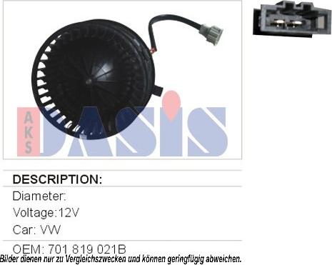 AKS Dasis 048015N - Вентилятор салона autospares.lv