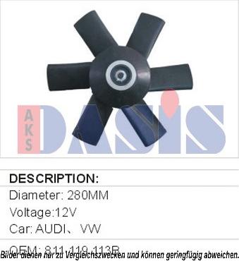 AKS Dasis 048023N - Вентилятор, охлаждение двигателя autospares.lv