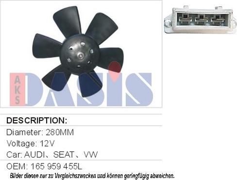 AKS Dasis 048070N - Вентилятор, охлаждение двигателя autospares.lv