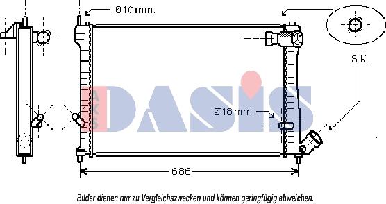 AKS Dasis 060004N - Радиатор, охлаждение двигателя autospares.lv