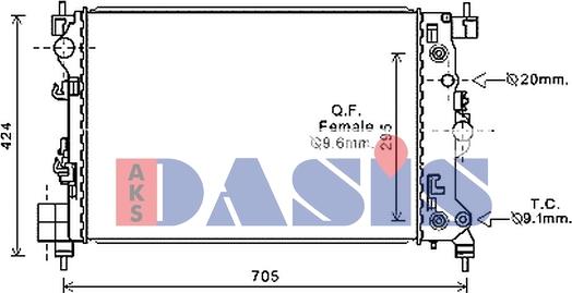 AKS Dasis 150131N - Радиатор, охлаждение двигателя autospares.lv
