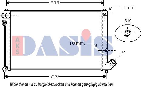 AKS Dasis 161810N - Радиатор, охлаждение двигателя autospares.lv