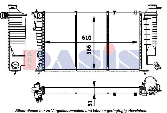 AKS Dasis 160038N - Радиатор, охлаждение двигателя autospares.lv