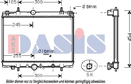 AKS Dasis 161830N - Радиатор, охлаждение двигателя autospares.lv