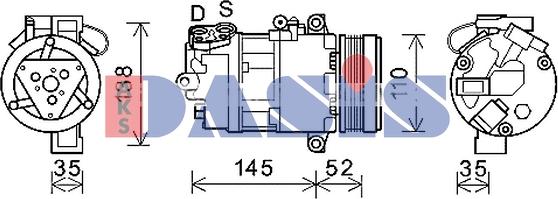 AKS Dasis 852823N - Компрессор кондиционера autospares.lv