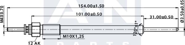A-N PARTS A-N154106 - Свеча накаливания autospares.lv