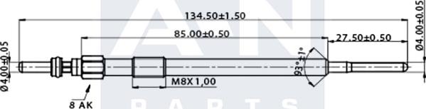 A-N PARTS A-N134072 - Свеча накаливания autospares.lv